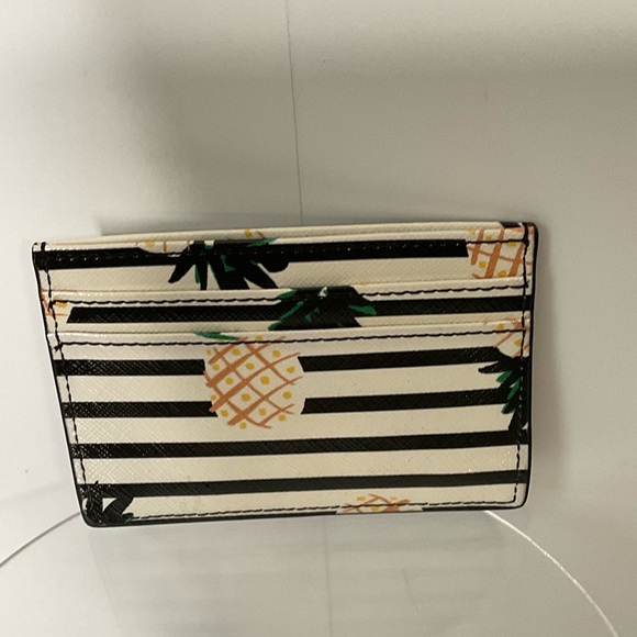 Kate Spade New York Cameron Street Pineapples Leather Card Case, Squeeze Opening - Picture 8 of 11